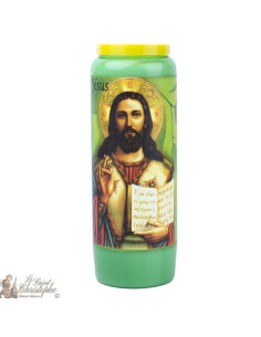 Bougie Neuvaine  verte à Jésus - prière français