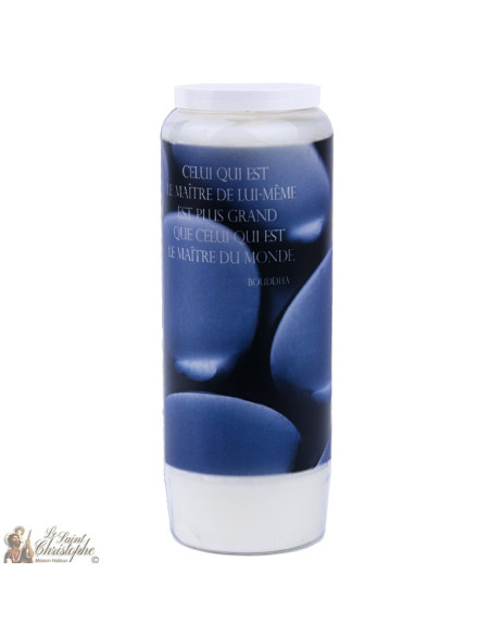 Bougie Neuvaine avec citation en français - zen modèle 3