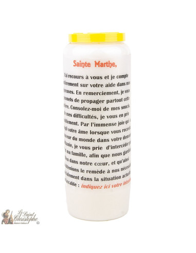 Bougie Neuvaine  à Sainte Marthe - prière  français