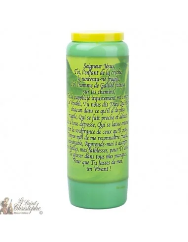 Bougie Neuvaine  verte à Jésus - prière français