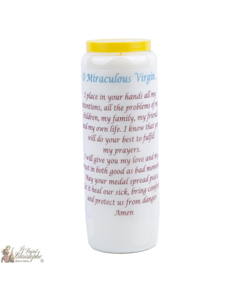 Bougie Neuvaine  à la vierge miraculeuse - prière Anglais