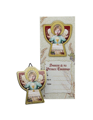 Angel Wall Cross – First Holy Communion Keepsake (French Text)