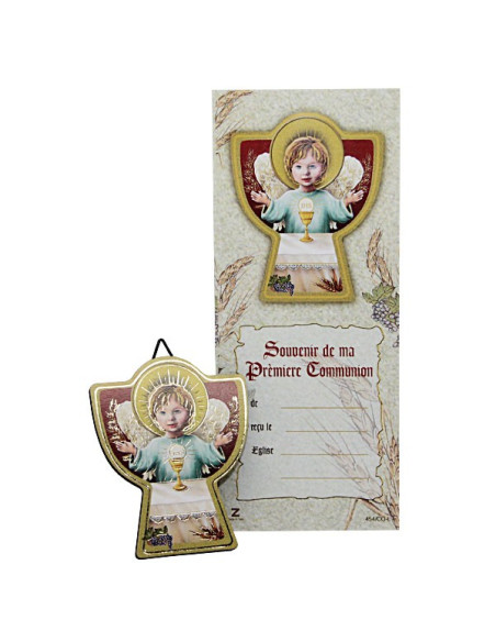 Croix murale Ange – Souvenir de Première Communion (Texte français)