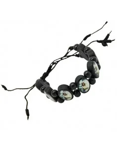 Bracciale in legno nero con la Vergine di Banneux N.D.