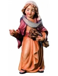 Jonge herderin met maïs - houten beeldje 6 cm