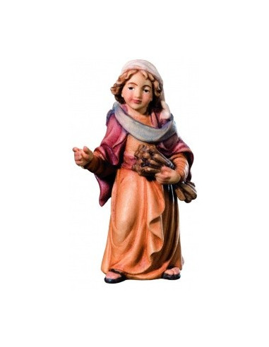 Young shepherdess with corn - 6 cm wooden figurine