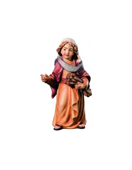 Junge Hirtin mit Mais - Holzfigur 6 cm