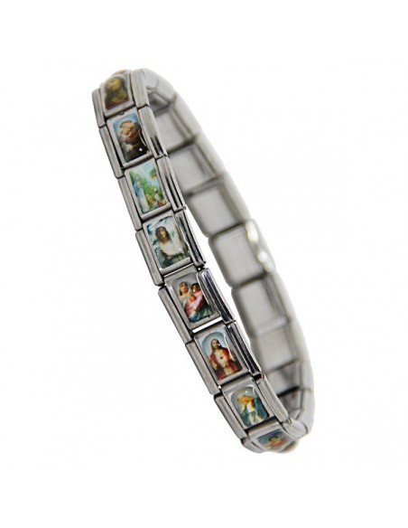Pulsera Santos Protectores metal plateado