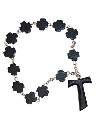 Corona decina in legno nero con croci e croce TAU