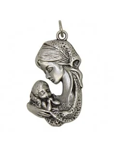 Médaille Vierge à l'enfant métal argenté