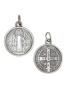 Saint Benedict medal silver plated metal - 1,8 cm