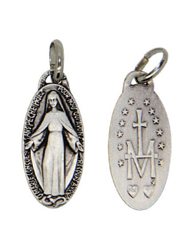 Medalla de la Virgen Milagrosa en metal plateado de primera calidad