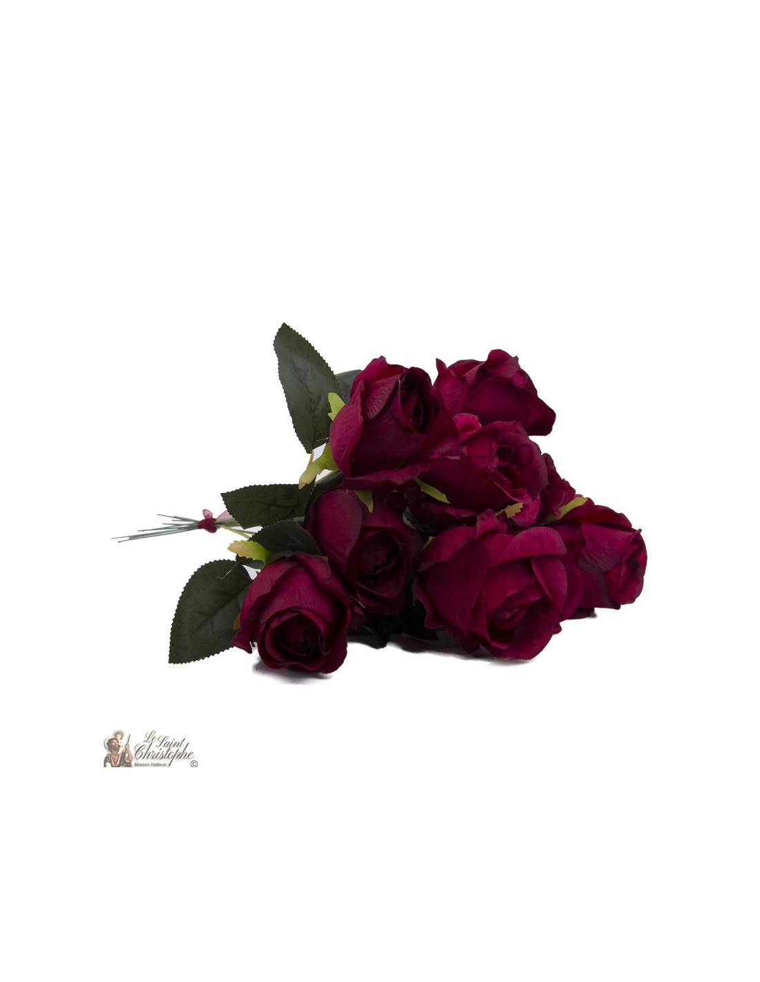 Bouquet de fleurs de 10 roses rouges avec Religieux Saint-Christophe