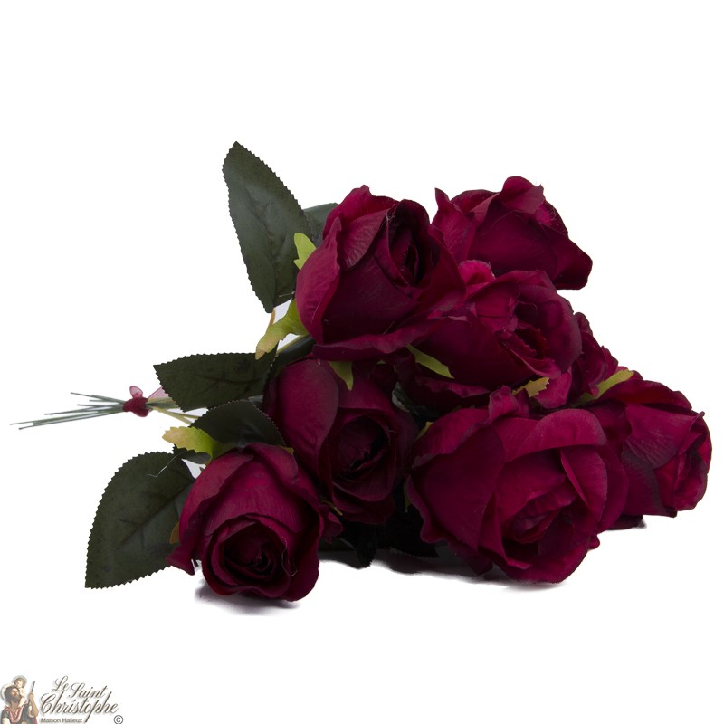 Bouquet de fleurs de 10 roses rouges avec Religieux Saint-Christophe