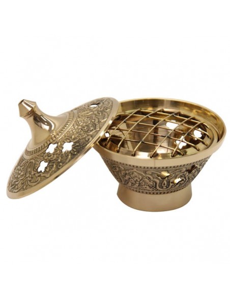 Carved incense burner with internal grid