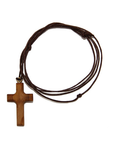 Cruz de madera de olivo con cuerda