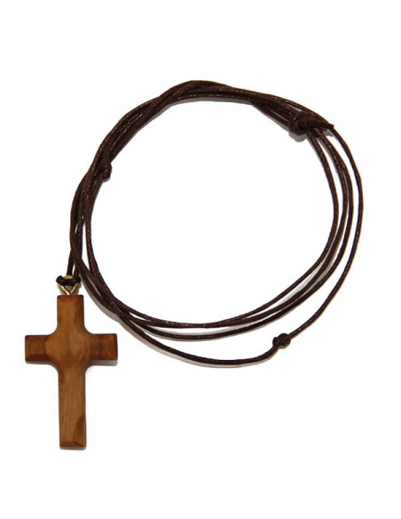 Cruz de madera de olivo con cuerda