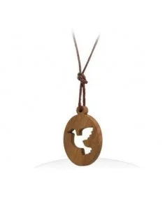 Collana con pendente colomba in legno d'ulivo
