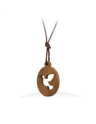 Necklace with dove pendant in olive wood