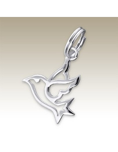 Pendentif Colombe stylisée - véritable Argent 925