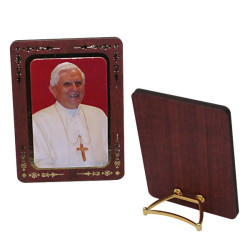 Cadre pape Benoît XVI en bois MDF doré à poser – 8 × 6 cm