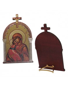 Wooden frame icon Madonna and Child with cross