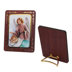 Quadretto angelo custode per bebè in legno MDF con dorato – 8 × 6 cm