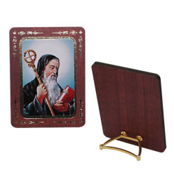 Marco San Benito en madera MDF con decoración dorada – 8 × 6 cm