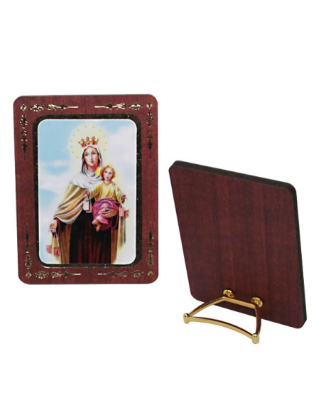 Cuadro Virgen del Carmen con escapulario – MDF, 6 × 8 cm