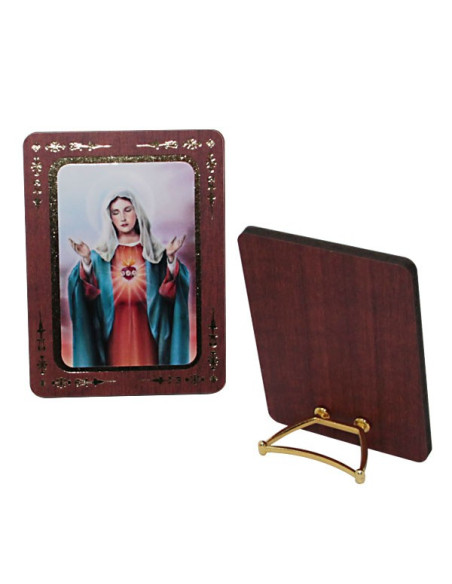Cadre Sacré Cœur de Marie à poser – Bois MDF, 6 × 8 cm