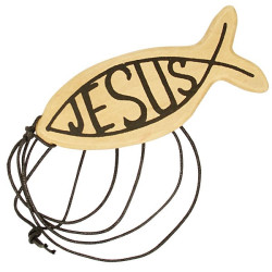 Jesusfisch-Kette aus Naturholz – Abverkaufspreis