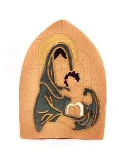 Maagd Maria met kind Terracotta Icoon