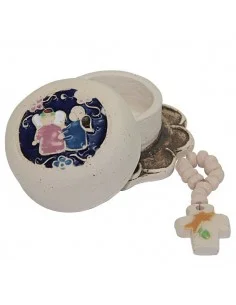 Terracotta Box with Decade Rosary – Two Angels