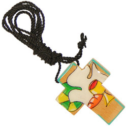 Cruz Mexicana de Madera Artesanal – Colgante Colorido