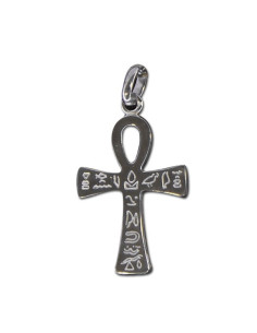 Egyptian cross pendant with hieroglyphs - 925 Sterling Silver