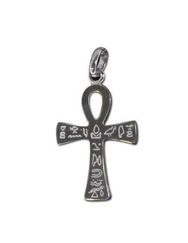Egyptisch kruis hanger met hiërogliefen - 925 Sterling Zilver