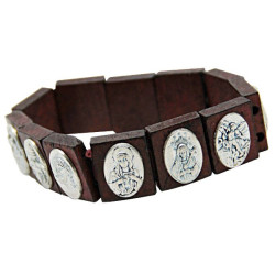 Pulsera Santos Protectores madera y medallas