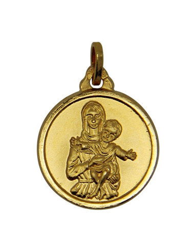 Virgin Mary with Child Medal - Gold plated