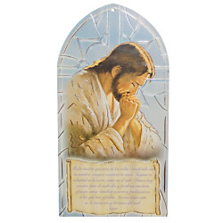 Praying Christ Wall Plaque with Lord's Prayer – MDF, 10 × 20 cm
