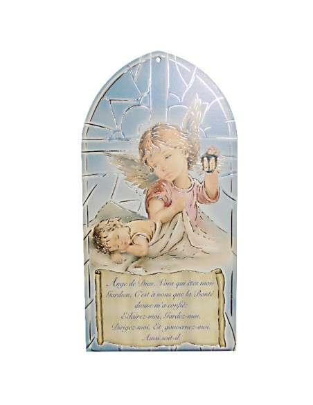 Plaque murale Ange avec prière protection