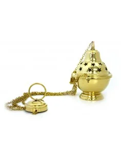 Censer a stella di rame intagliato con catena