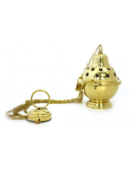 Censer a stella di rame intagliato con catena