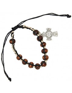 Wooden bracelet ten with crosses of the Holy Protectors - beige