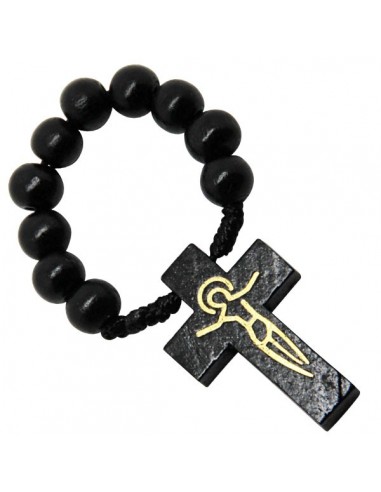 Black wooden rosary - pocket size