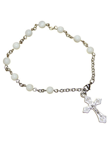 Genuine Mother-of-Pearl Bead Rosary Bracelet