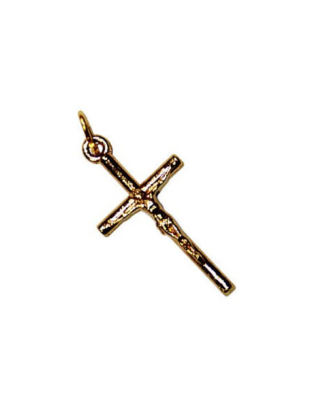Ciondolo a croce in metallo placcato oro - Figura di Cristo - 15 x 25 mm