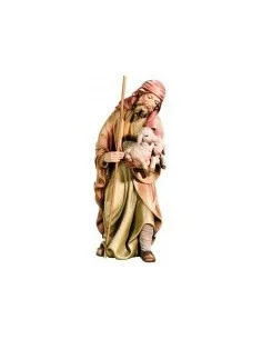 Berger debout avec mouton - figurine en bois 10 cm