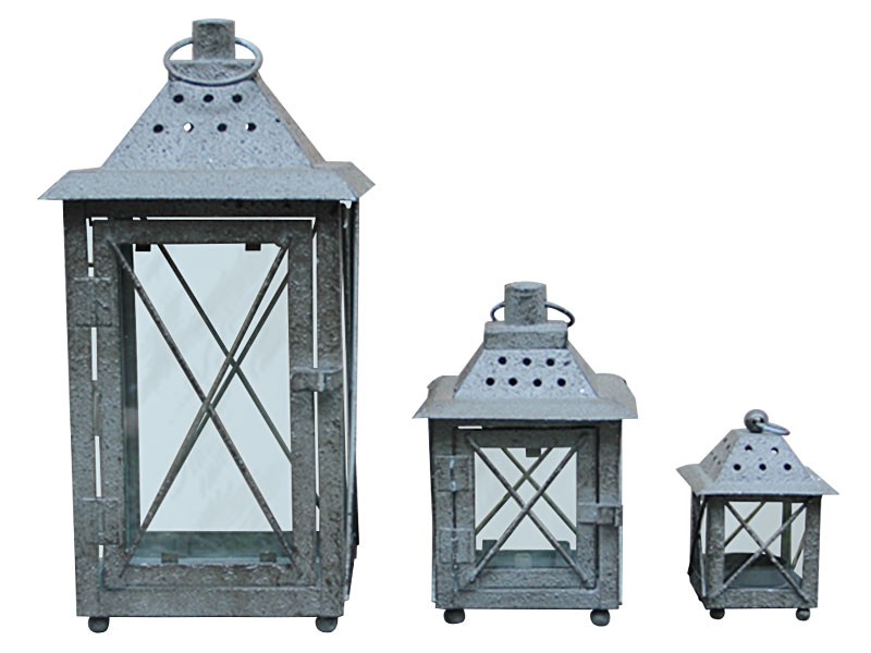 verlies Baron boog Grey lantern for indoor/outdoor candle block - Set of 3 pieces