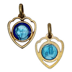 Medalla de la Virgen Mar&iacute;a esmaltada en azul y oro
