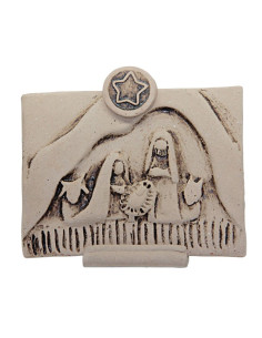 Gesneden iconische plaquette van de Heilige Familie in terracotta